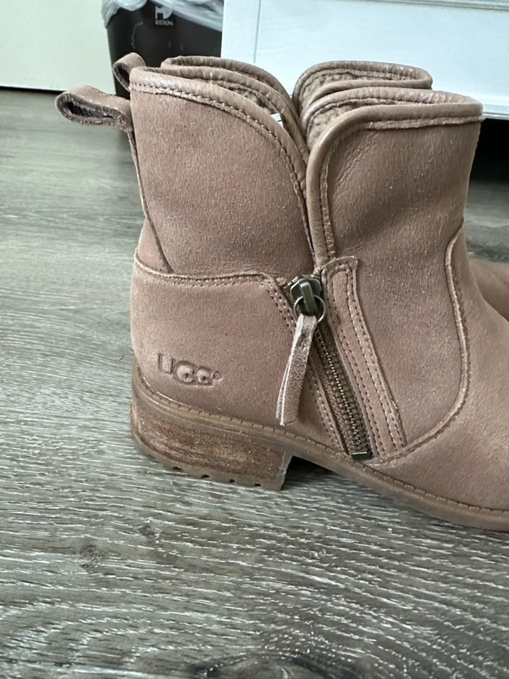 UGG Blush Taupe Ankle Boots with Shearling Lining